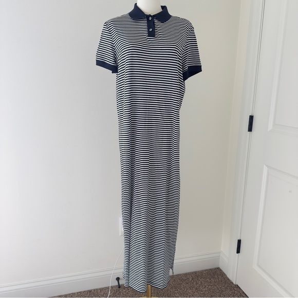 NWT Theory Navy and White Stripe Pima Cotton Midi Women's Dress Size Medium - Picture 7 of 12